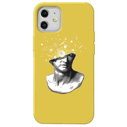 Apple iPhone 12 Space Statue Yellow Colored Silicone TPU Θήκη