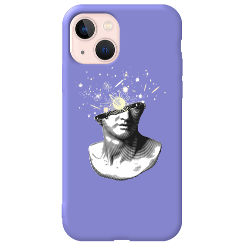 Apple iPhone 13 Space Statue Purple Colored Silicone TPU Θήκη