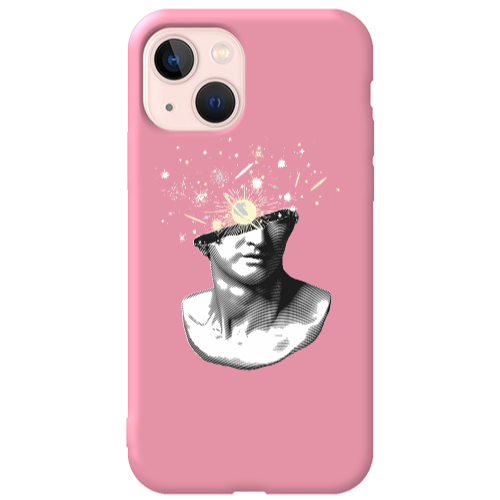 Apple iPhone 13 Space Statue Pink Colored Silicone TPU Θήκη