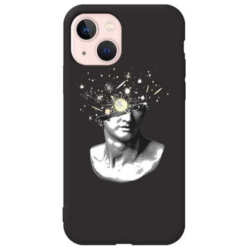 Apple iPhone 13 Space Statue Black Colored Silicone TPU Θήκη