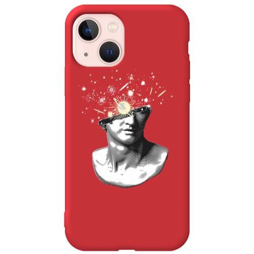Apple iPhone 13 Space Statue Red Colored Silicone TPU Θήκη