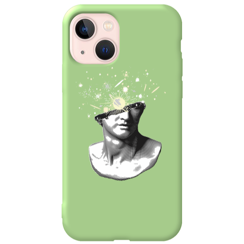 Apple iPhone 13 Space Statue Light Green Colored Silicone TPU Θήκη
