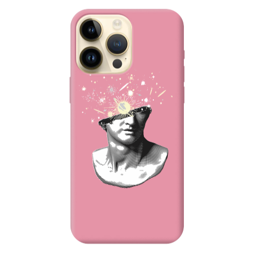 Apple iPhone 13 Pro Max Space Statue Pink Colored Silicone TPU Θήκη