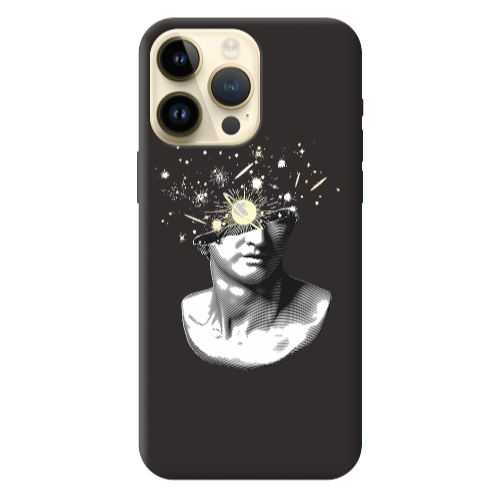 Apple iPhone 13 Pro Max Space Statue Black Colored Silicone TPU Θήκη