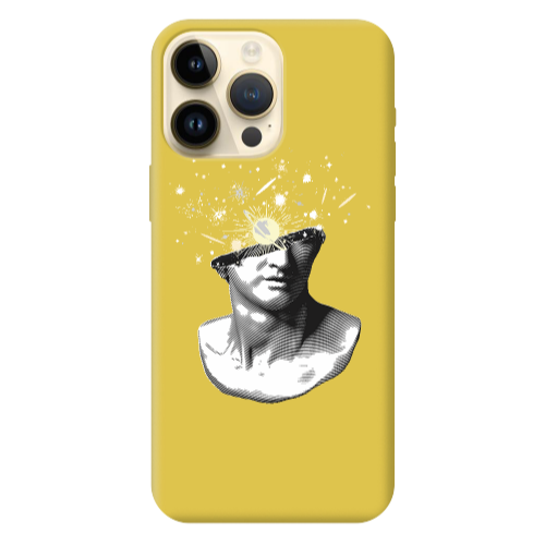 Apple iPhone 13 Pro Max Space Statue Yellow Colored Silicone TPU Θήκη