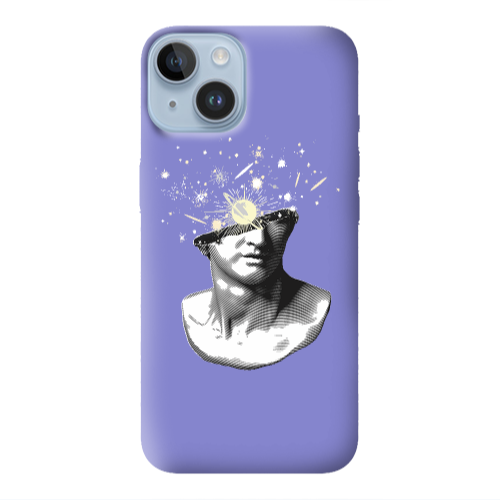 Apple iPhone 14  Space Statue Purple Colored Silicone TPU Θήκη