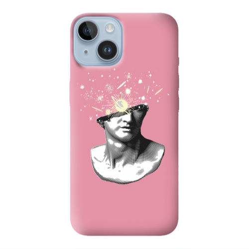 Apple iPhone 14  Space Statue Pink Colored Silicone TPU Θήκη
