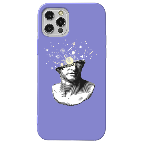 Apple iPhone 13 Pro Space Statue Purple Colored Silicone TPU Θήκη
