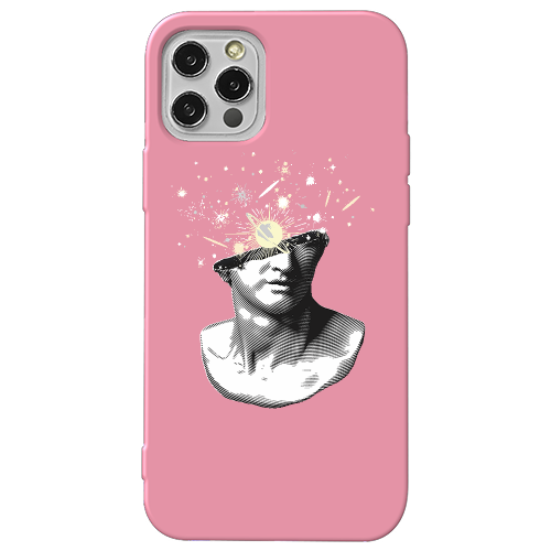 Apple iPhone 13 Pro Space Statue Pink Colored Silicone TPU Θήκη