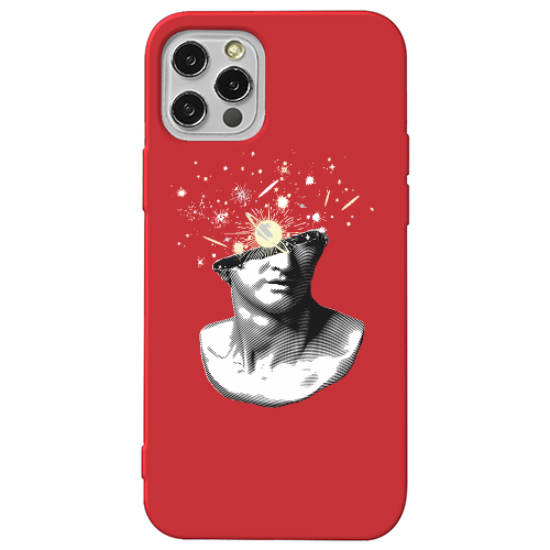 Apple iPhone 12 Pro Space Statue Red Colored Silicone TPU Θήκη