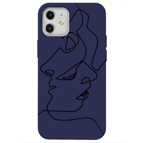 Apple iPhone 12 intertwined Dark blue Colored Silicone TPU Θήκη