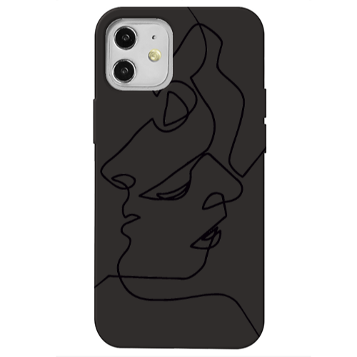 Apple iPhone 12 intertwined Black Colored Silicone TPU Θήκη