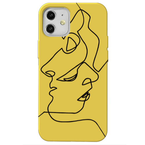 Apple iPhone 12 intertwined Yellow Colored Silicone TPU Θήκη