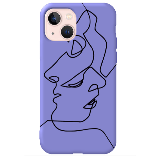 Apple iPhone 13 intertwined Purple Colored Silicone TPU Θήκη