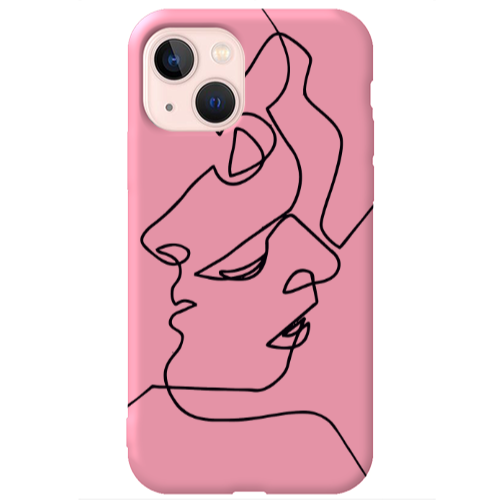 Apple iPhone 13 intertwined Pink Colored Silicone TPU Θήκη