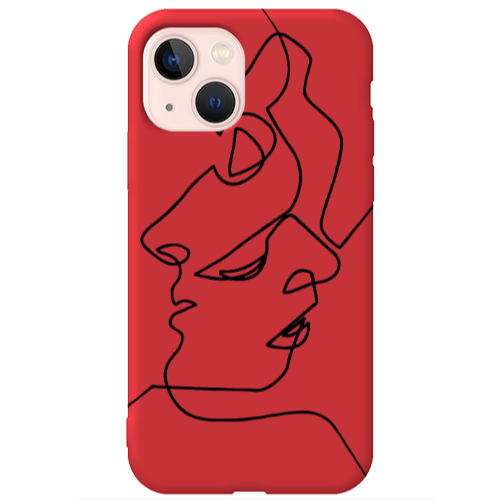 Apple iPhone 13 intertwined Red Colored Silicone TPU Θήκη