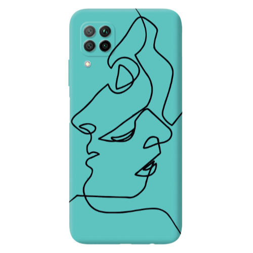 Huawei P40 Lite intertwined Turquoise Colored Silicone TPU Θήκη