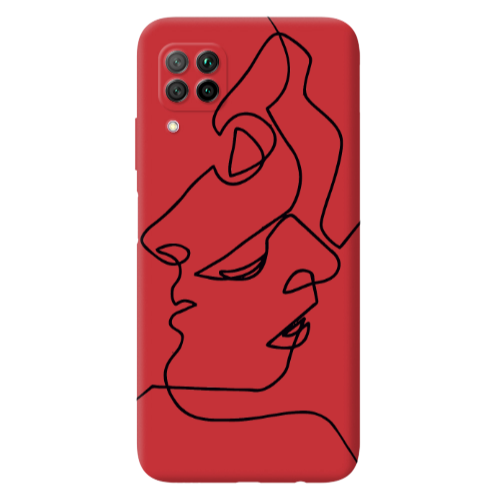 Huawei P40 Lite intertwined Red Colored Silicone TPU Θήκη