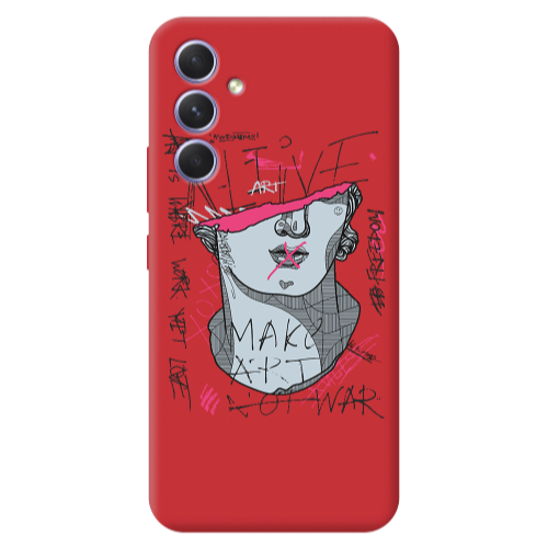 Samsung A56 Make art Red Colored Silicone TPU Θήκη