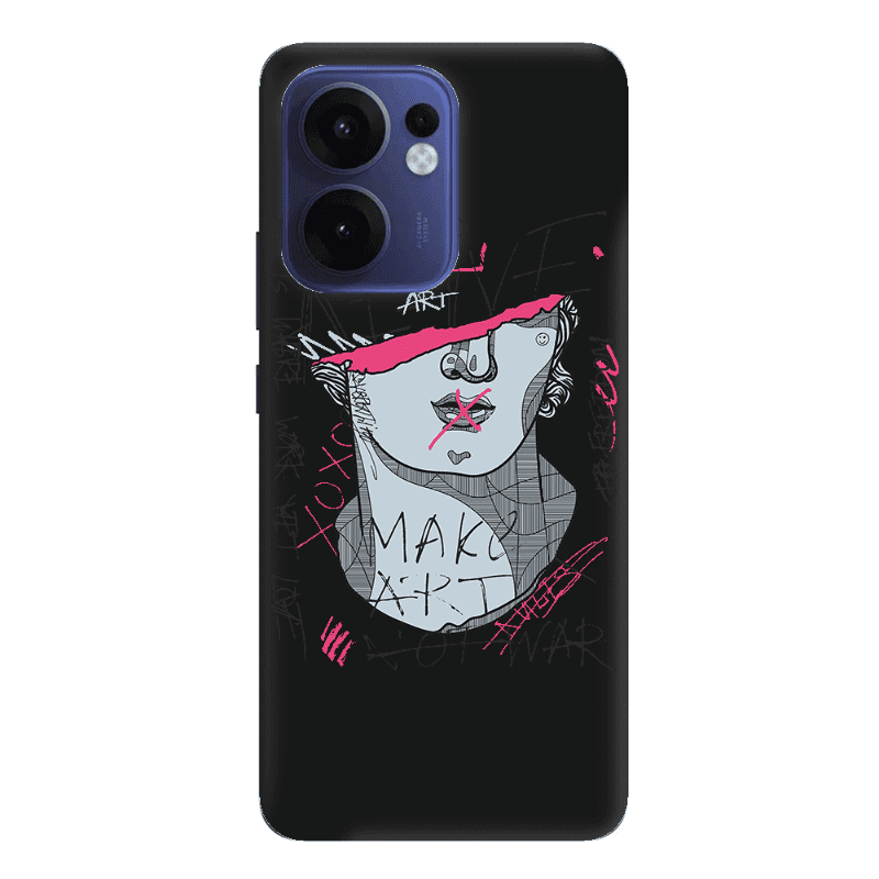Oppo Reno 13 F Make art Black Colored Silicone TPU Θήκη