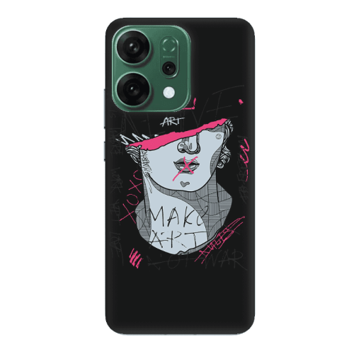 Oppo RENO 14 Make art Black Colored Silicone TPU Θήκη