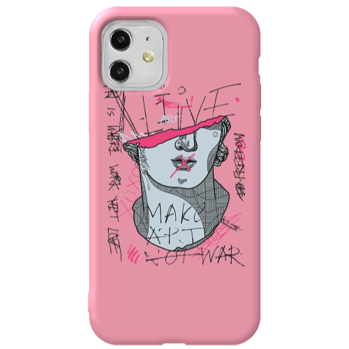 Apple iPhone 11  Make art Pink Colored Silicone TPU Θήκη