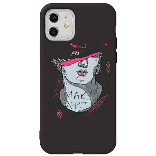 Apple iPhone 11  Make art Black Colored Silicone TPU Θήκη