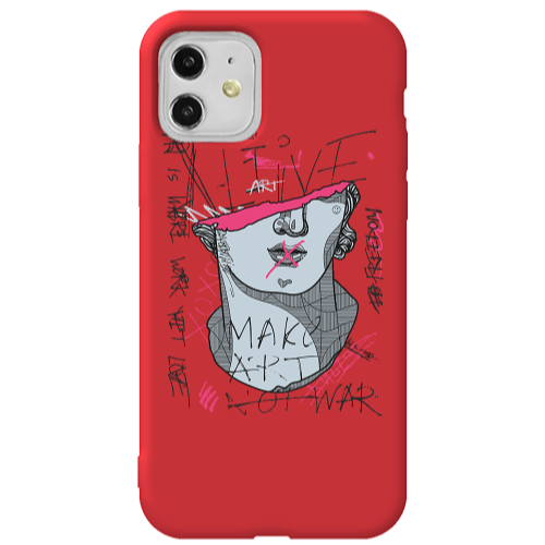 Apple iPhone 11  Make art Red Colored Silicone TPU Θήκη