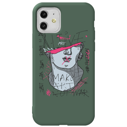Apple iPhone 11  Make art Dark Green Colored Silicone TPU Θήκη