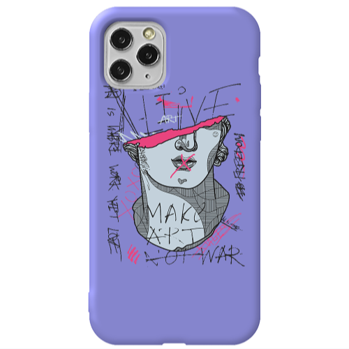 Apple iPhone 11 Pro Make art Purple Colored Silicone TPU Θήκη