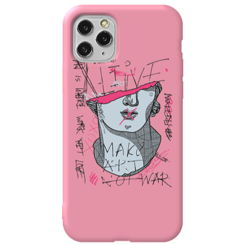 Apple iPhone 11 Pro Make art Pink Colored Silicone TPU Θήκη