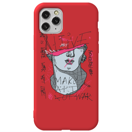 Apple iPhone 11 Pro Make art Red Colored Silicone TPU Θήκη