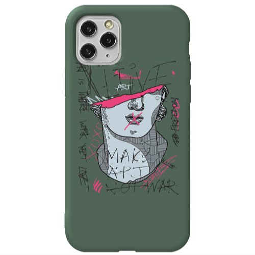 Apple iPhone 11 Pro Make art Dark Green Colored Silicone TPU Θήκη