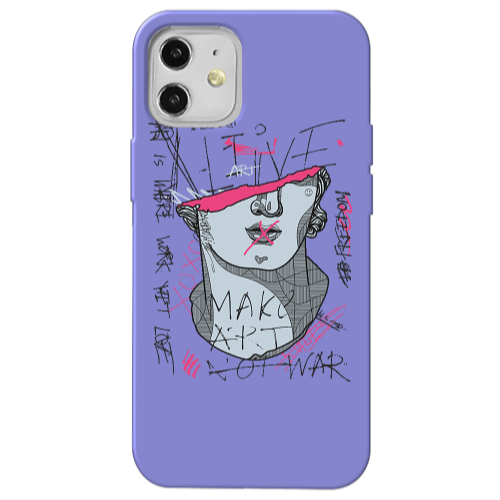 Apple iPhone 12 Make art Purple Colored Silicone TPU Θήκη