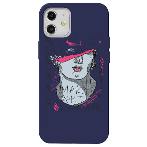 Apple iPhone 12 Make art Dark blue Colored Silicone TPU Θήκη
