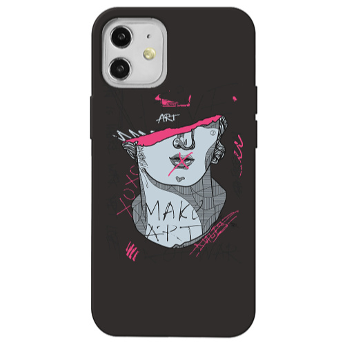 Apple iPhone 12 Make art Black Colored Silicone TPU Θήκη