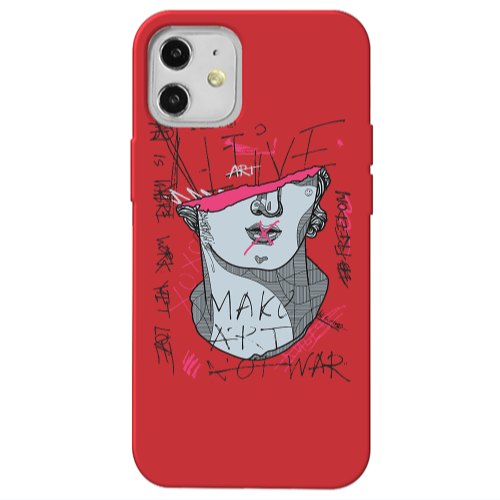Apple iPhone 12 Make art Red Colored Silicone TPU Θήκη