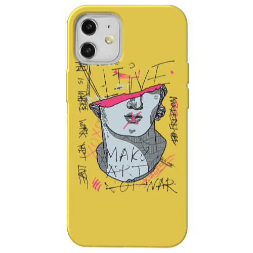 Apple iPhone 12 Make art Yellow Colored Silicone TPU Θήκη