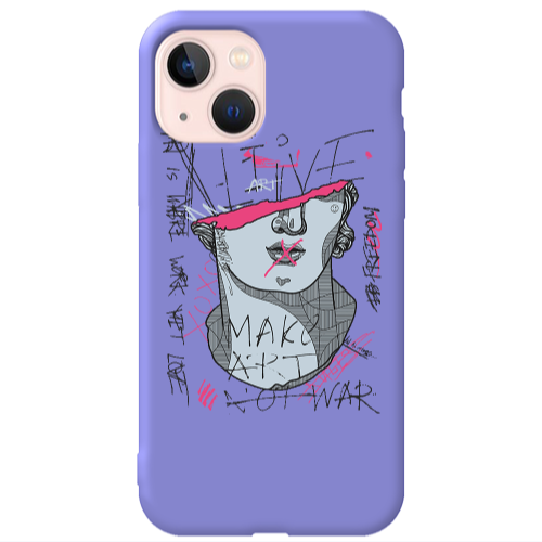 Apple iPhone 13 Make art Purple Colored Silicone TPU Θήκη