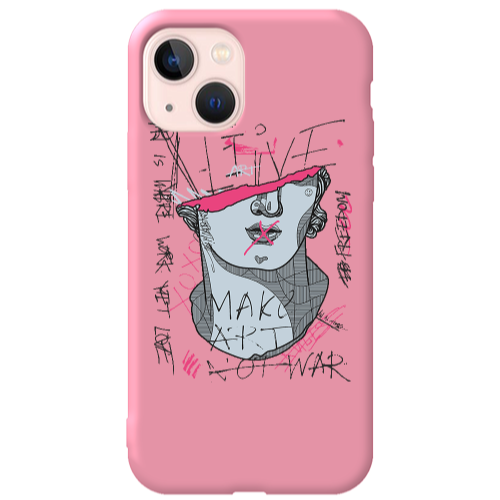 Apple iPhone 13 Make art Pink Colored Silicone TPU Θήκη