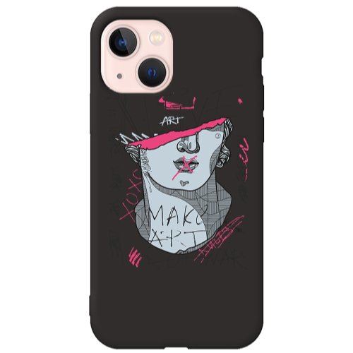 Apple iPhone 13 Make art Black Colored Silicone TPU Θήκη