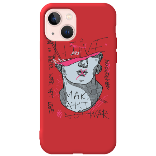 Apple iPhone 13 Make art Red Colored Silicone TPU Θήκη