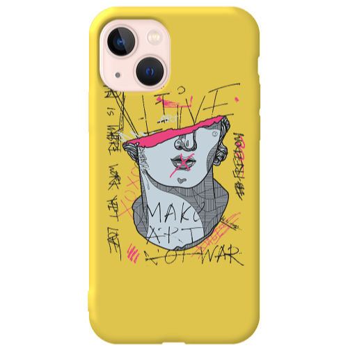 Apple iPhone 13 Make art Yellow Colored Silicone TPU Θήκη