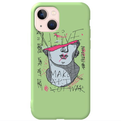 Apple iPhone 13 Make art Light Green Colored Silicone TPU Θήκη