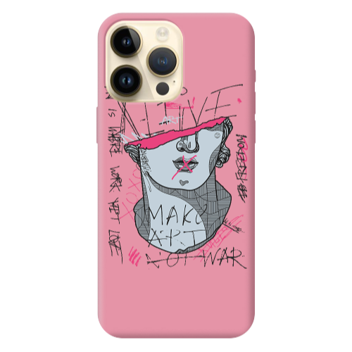 Apple iPhone 13 Pro Max Make art Pink Colored Silicone TPU Θήκη