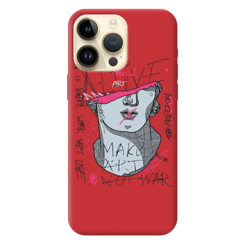 Apple iPhone 13 Pro Max Make art Red Colored Silicone TPU Θήκη