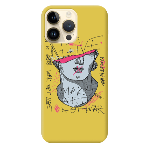 Apple iPhone 13 Pro Max Make art Yellow Colored Silicone TPU Θήκη