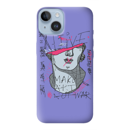 Apple iPhone 14  Make art Purple Colored Silicone TPU Θήκη