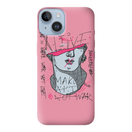 Apple iPhone 14  Make art Pink Colored Silicone TPU Θήκη