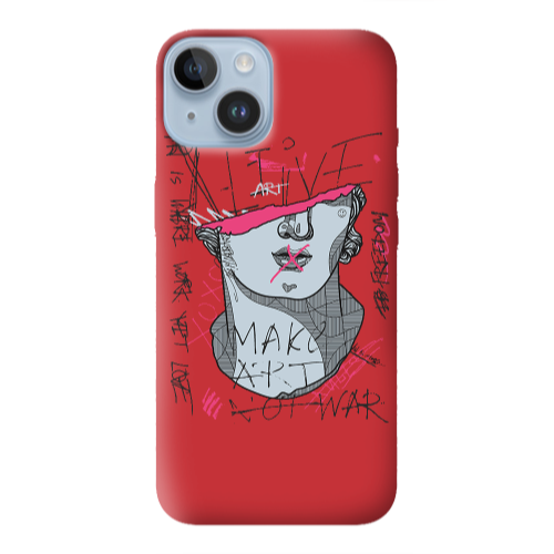 Apple iPhone 14 Plus Make art Red Colored Silicone TPU Θήκη